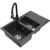 Mexen Gaspar 1.5-bowl granite sink with drainer and Elia kitchen tap, black speckled - 6507-76-670101-70