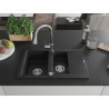 Mexen Gaspar granitspüle mit 1,5 Becken, Ablage und Küchenarmatur Elia, schwarz - 6507-77-670101-00