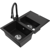 Mexen Gaspar granit izlietne ar 1,5 nodalījumiem ar noteci un virtuves krānu Elia, melna - 6507-77-670101-70
