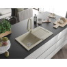 Mexen Pablo granitische spoelbak 1-kamer met afdruiprek en keukenmengkraan Elia, beige - 6510-69-670101-69