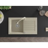 Mexen Pablo granitische spoelbak 1-kamer met afdruiprek en keukenmengkraan Elia, beige - 6510-69-670101-69