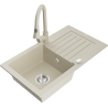 Mexen Pablo 1-bowl granite sink with drainer and Elia kitchen tap, beige - 6510-69-670101-69