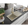 Mexen Pablo fregadero de granito de 1 seno con escurridor y grifo de cocina Elia, beige - 6510-69-670101-50