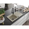 Mexen Pablo fregadero de granito de 1 cuenco con escurridor y grifo de cocina Elia, beige - 6510-69-670101-70