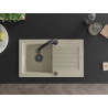 Mexen Pablo fregadero de granito de 1 seno con escurridor y grifo de cocina Elia, beige - 6510-69-670101-70