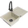 Mexen Pablo ééngreeps granieten gootsteen met afdruiprek en keukenmengkraan Elia, beige - 6510-69-670101-70