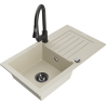 Mexen Pablo granite sink 1-bowl with drainer and Elia kitchen tap, beige - 6510-69-670101-70
