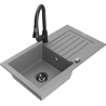 Mexen Pablo lavello in granito a 1 vasca con scolapiatti e rubinetto da cucina Elia, grigio - 6510-71-670101-70-B