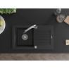 Mexen Pablo fregadero de granito de 1 seno con escurridor y grifo de cocina Elia, negro/plateado metálico - 6510-73-670101-00