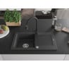 Mexen Pablo granite sink 1-bowl with drainer and Elia kitchen tap, speckled black - 6510-76-670101-70