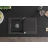 Mexen Pablo granite sink 1-bowl with drainer and Elia kitchen tap, speckled black - 6510-76-670101-70