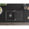 Mexen Pablo 1-bowl granite kitchen sink with drainer and Elia kitchen faucet, speckled black - 6510-76-670101-76