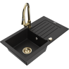 Mexen Pablo granitā izlietne ar vienu nodalījumu, noteci un virtuves krānu Elia, melna - 6510-77-670101-50