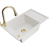 Mexen Elias fregadero de granito de 1 seno con escurridor y grifo de cocina Elia, blanco - 6511-20-670101-50