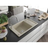 Mexen Elias fregadero de granito de 1 seno con escurridor y grifo de cocina Elia, beige - 6511-69-670101-00
