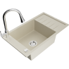 Mexen Elias Granitspüle 1-beckig mit Abtropffläche und Küchenarmatur Elia, beige - 6511-69-670101-00