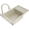 Mexen Elias 1-bowl granite sink with drainer and Elia kitchen faucet, beige - 6511-69-670101-69