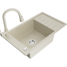 Mexen Elias 1-komorige granieten spoelbak met afdruiprek en keukenkraan Elia, beige - 6511-69-670101-69