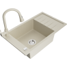 Mexen Elias granieten enkele spoelbak met afdruiprek en keukenkraan Elia, beige - 6511-69-670101-69