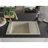 Mexen Elias granit gootsteen met 1 bak, afdruiprek en keukenkraan Elia, beige - 6511-69-670101-50