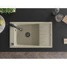 Mexen Elias fregadero de granito de un seno con escurridor y grifo de cocina Elia, beige - 6511-69-670101-70