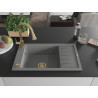Mexen Elias fregadero de granito de 1 seno con escurridor y grifo de cocina Elia, gris - 6511-71-670101-50