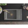 Mexen Elias fregadero de granito de 1 cubeta con escurridor y grifo de cocina Elia, gris - 6511-71-670101-50