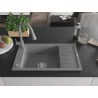 Mexen Elias 1-bowl granite sink with drainer and Elia kitchen faucet, gray - 6511-71-670101-71