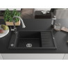 Mexen Elias lavello in granito a una vasca con scolapiatti e miscelatore cucina Elia, nero/argento metallizzato