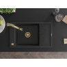 Mexen Elias lavello in granito a 1 vasca con scolapiatti e rubinetto da cucina Elia, nero/argento metallizzato