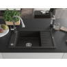 Mexen Elias Granitspüle 1-Kammer mit Abtropffläche und Küchenarmatur Elia, schwarz/gold metallic - 6511-75-670101-00