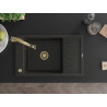 Mexen Elias Granitspüle 1-Becken mit Abtropffläche und Küchenarmatur Elia, Schwarz/Gold Metallic - 6511-75-670101-50