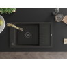 Mexen Elias granit wastafel 1-komoers met druiprek en keukenkraan Elia, zwart/goud metallic - 6511-75-670101-50-B