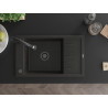 Mexen Elias granitische gootsteen met 1 kamer, afdruiprek en keukenmengkraan Elia, zwart/goud metallic - 6511-75-670101-70-B