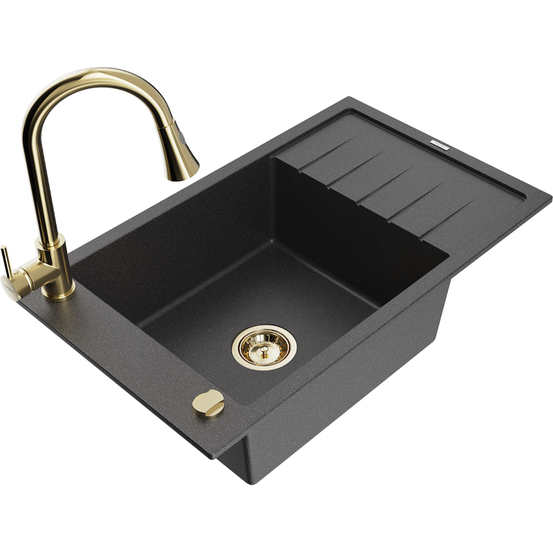 Mexen Elias νεροχύτης από γρανίτη με 1 θάλαμο, αποστραγγιστήρα και μπαταρία