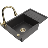 Mexen Elias fregadero de granito de 1 cubeta con escurridor y grifo de cocina Elia, negro moteado - 6511-76-670101-50