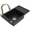 Mexen Elias fregadero de granito de 1 seno con escurridor y grifo de cocina Elia, negro - 6511-77-670101-50