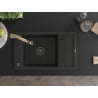 Mexen Elias évier en granit 1 bac avec égouttoir et robinet de cuisine Elia, noir - 6511-77-670101-50-B