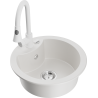 Mexen Diego granite kitchen sink 1-bowl with Elia kitchen faucet, white - 6512-20-670101-20
