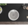 Mexen Diego granite kitchen sink 1-bowl with Elia kitchen faucet, white - 6512-20-670101-20