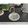Mexen Diego fregadero de granito de 1 compartimento con grifo de cocina Elia, blanco - 6512-20-670101-50