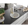 Mexen Diego granite kitchen sink 1-bowl with Elia kitchen faucet, white - 6512-20-670101-50