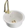 Mexen Diego fregadero de granito de 1 compartimento con grifo de cocina Elia, blanco - 6512-20-670101-50