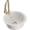 Mexen Diego granite kitchen sink 1-bowl with Elia kitchen faucet, white - 6512-20-670101-50