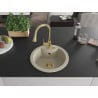 Mexen Diego granite kitchen sink 1-bowl with Elia kitchen faucet, beige - 6512-69-670101-50