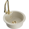 Mexen Diego granite kitchen sink 1-bowl with Elia kitchen faucet, beige - 6512-69-670101-50