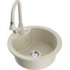 Mexen Diego fregadero de granito de 1 compartimento con grifo de cocina Elia, beige - 6512-69-670101-69
