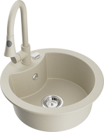 Mexen Diego lavello in granito a 1 vasca con miscelatore da cucina Elia, beige - 6512-69-670101-69