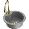 Mexen Diego 1-bowl granite sink with Elia kitchen tap, grey - 6512-71-670101-50