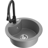 Mexen Diego 1-bowl Granite Sink with Elia Kitchen Tap, Grey - 6512-71-670101-70